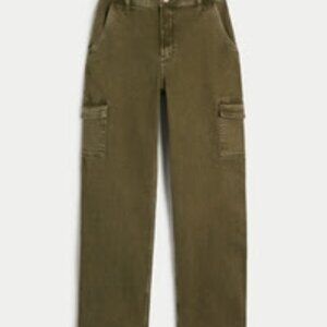 Hollister Ultra High-Rise Olive Green Cargo Dad Jeans
